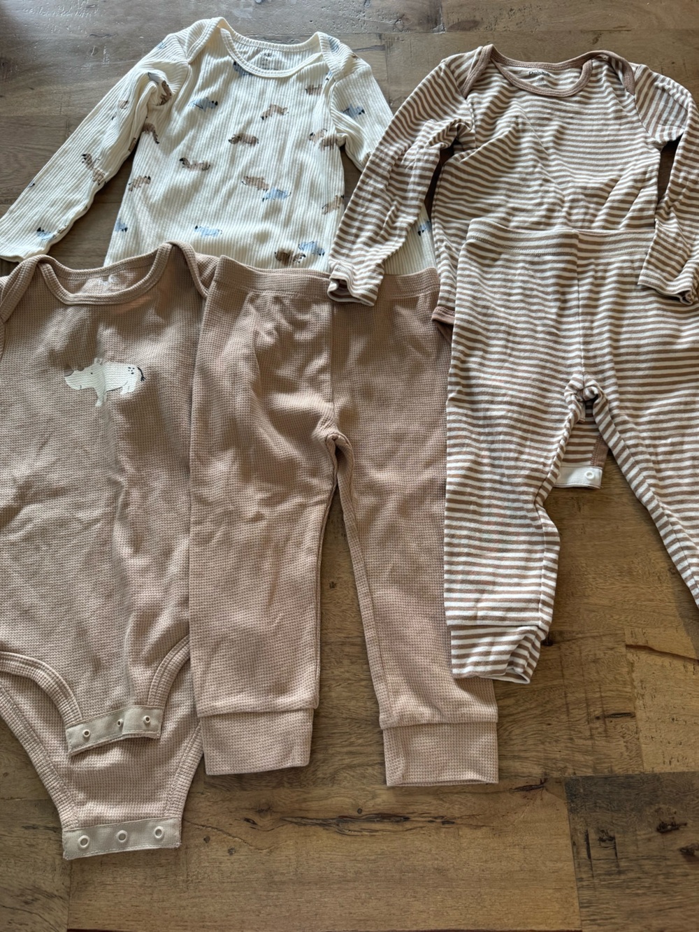 Pekkle texture onesie pants bundle size 24 months animal neutral print